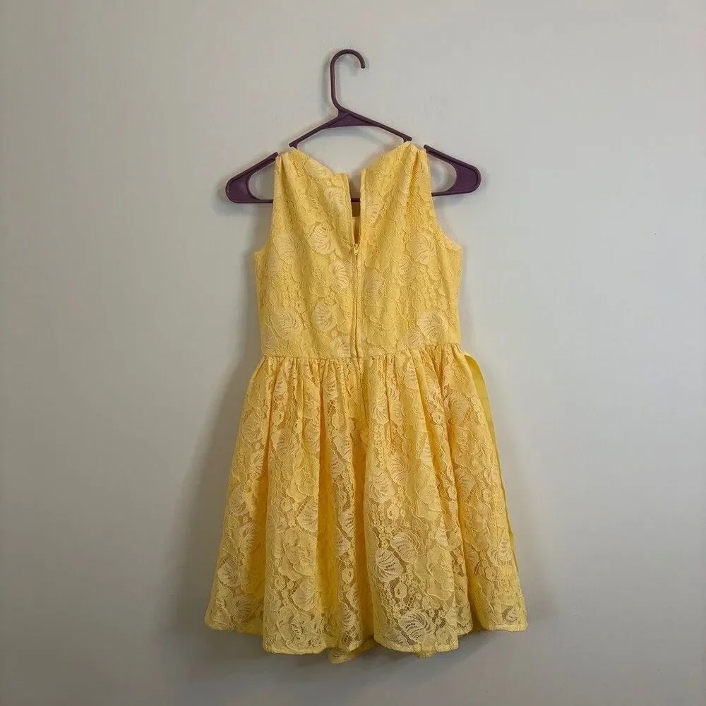 The Childrens Place Girls Yellow Lace Dress Size 14 Sleeveless Easter Party - Picture 3 of 6